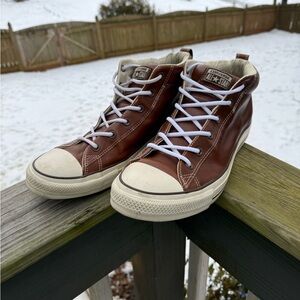 Converse All Star Brown Leather High-Top Sneakers
